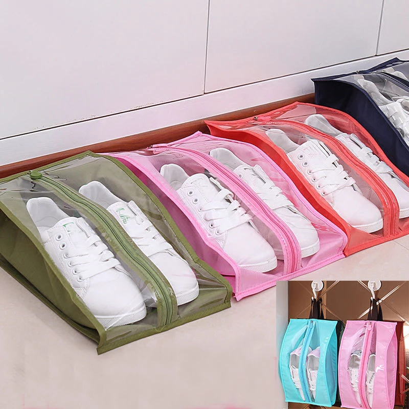 Women Foldable Shoes Bag Travel Nylon Waterproof Transparent Shoes Packing Organizers Storage Bag Pouch Portable Shoes Cover