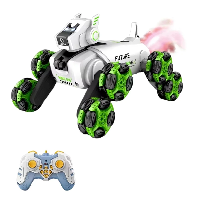 B05C-RC Remote Control Stunt Dog Remote Control Robot Stunt Dog Intelligent Mechanical Spray Dog 360 Rotation Drift Kid Gift