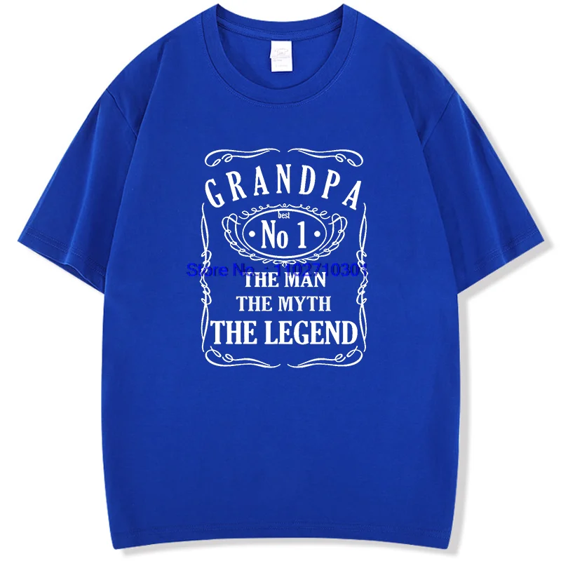 Grandpa No 1 the Man the Myth Funny Father's Day Cotton T-Shirt Short Sleeve Print Mens Shirt New Shirts And T-Shirts