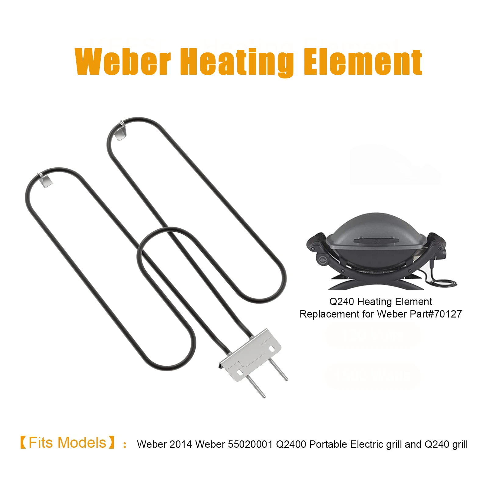 Grill Heating Element for Weber #70127-Q240 Q2400 Series Grills, Replaces Weber 55020001 Grills Electric Heating Element