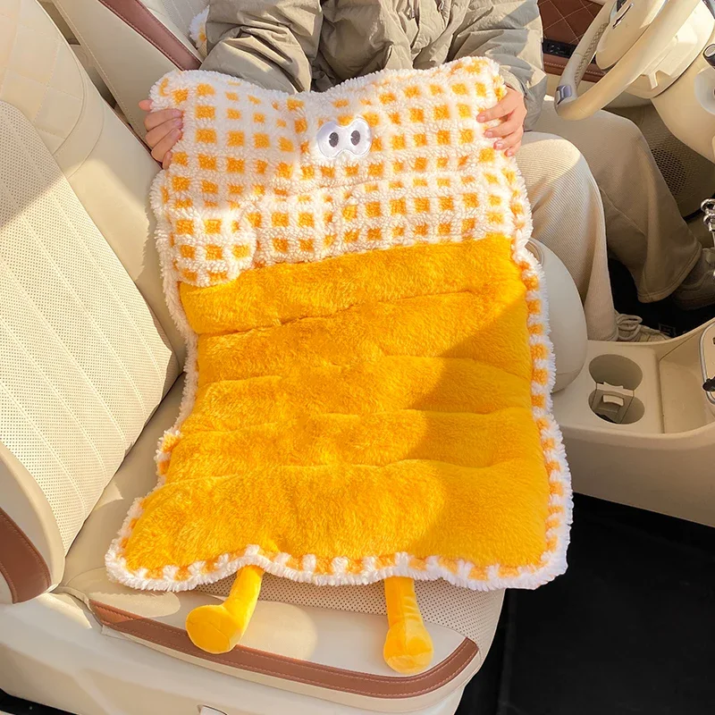 Car seat cushion with winter velvet, internet famous car seat cushion, lumbar support integrated, autumn and winter plush cushio