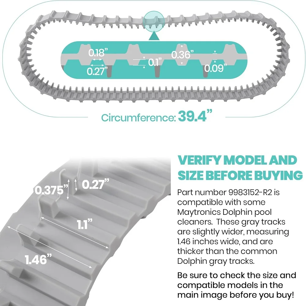 عبوتان من مسارات اللون الرمادية البديلة 9983152-R2 لمنظفات حمام السباحة الروبوتية Maytronics Dolphin