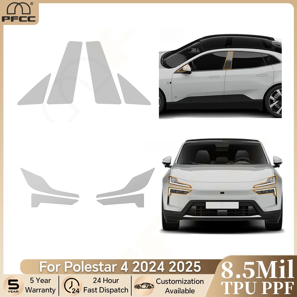 

For Polestar 4 2024 2025 Pre-cut PPF Car Headlight A B Pillars TPU Paint Protection Film Anti-Scratch Protective Clear Bar Kit