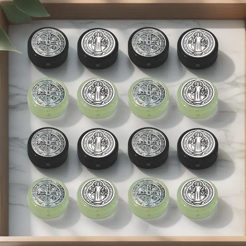 10PCS Black Green Saint Benedict Coin Beads Christian Exorcism Medal Spacer Beads for DIY Bracelet Making Accessory