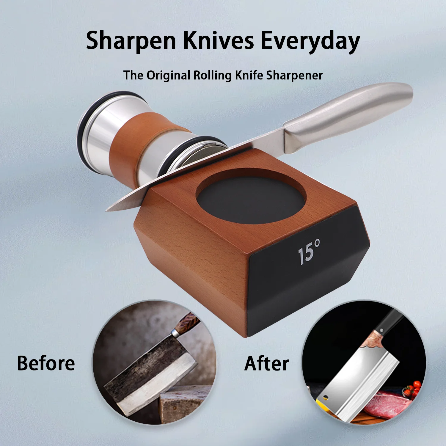 Rolling Knife Sharpener Sharpening Stone With Diamond Disc 15 And 20°Magnetic Knife Holder Knife Edge Down Quick Grinding Tool