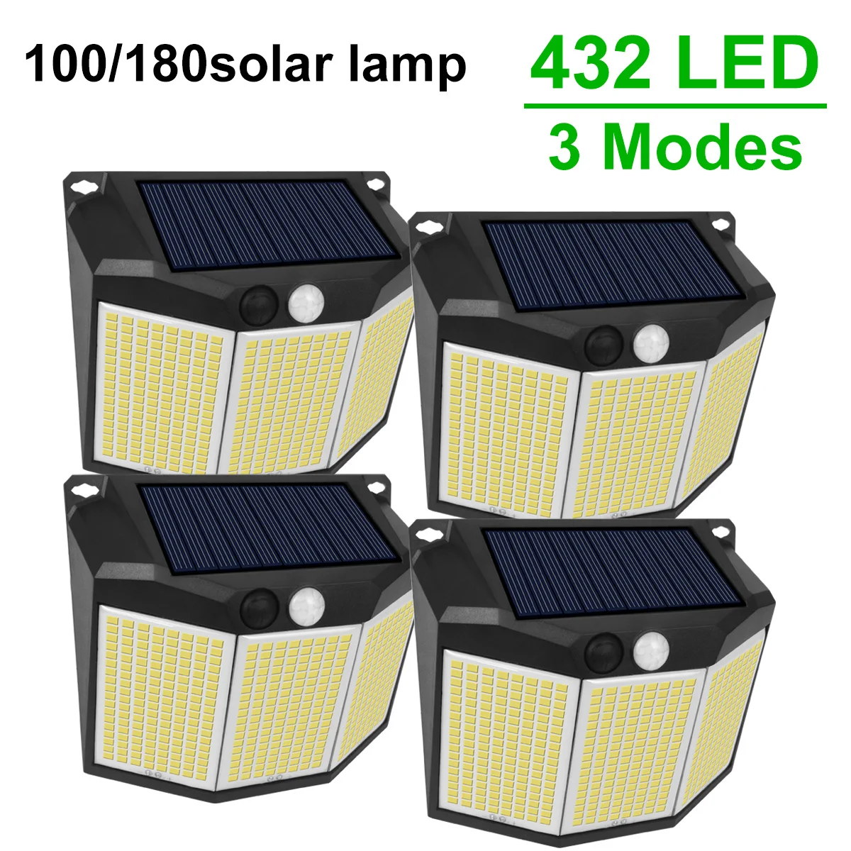 432 LED Solar Wall Lamp Motion Sensor Solar powered Light 3 Mode Waterproof Security Flood Lights for Outdoor Garden Garage Lamp