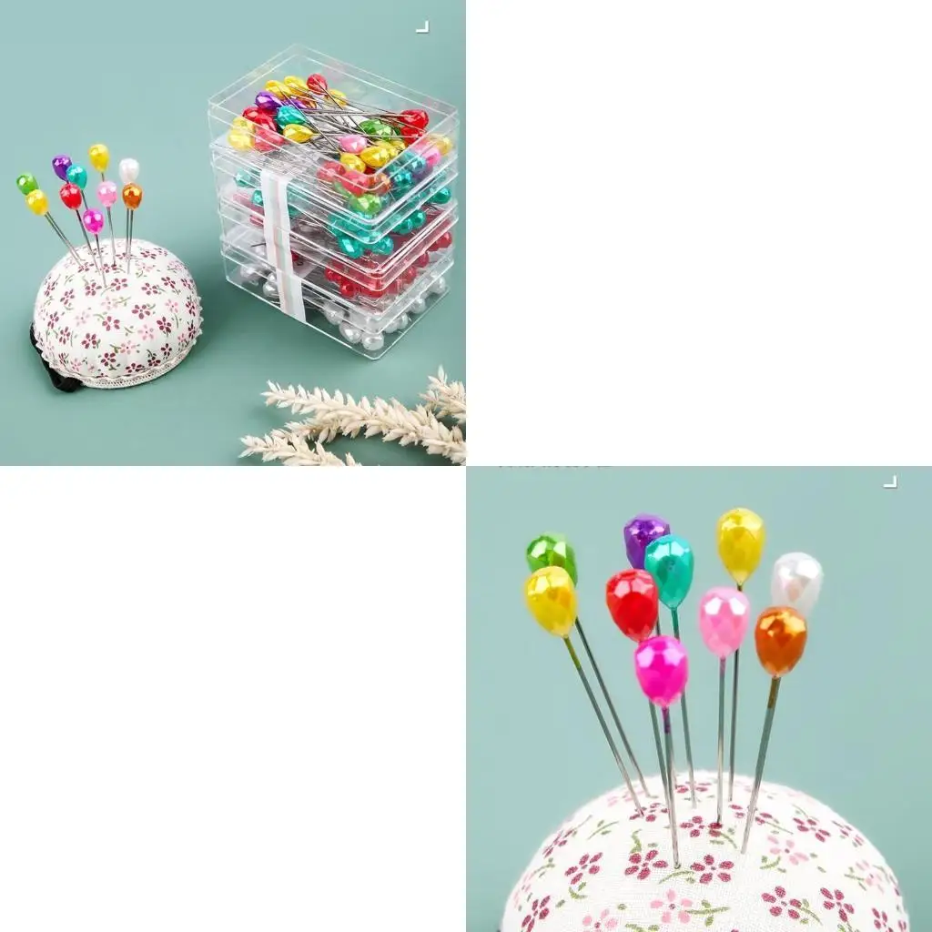 L9BE 2Inch Quilting Pin Colored Beads-Head Dressmaking Pin Long Straight Pin