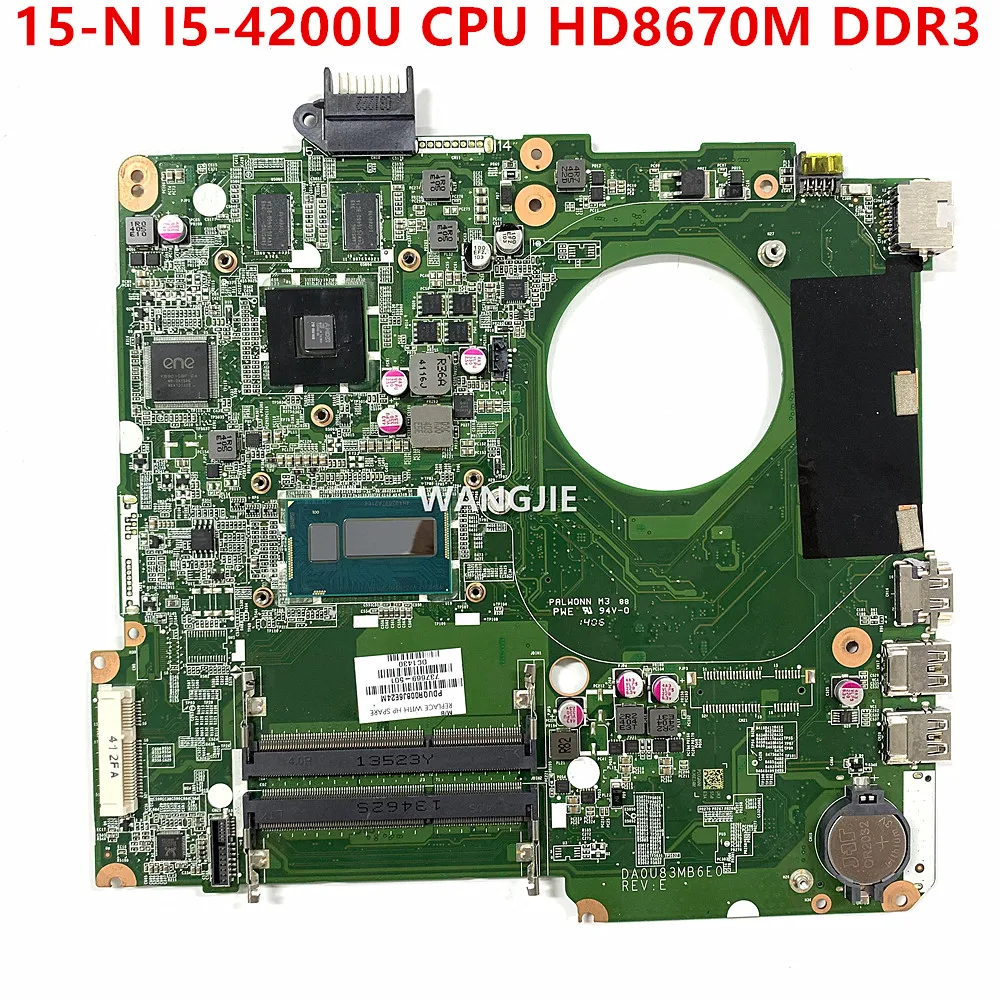 

For HP Pavilion 15-N Laptop Motherboard 737669-501 737669-001 DA0U83MB6E0 SR170 I5-4200U CPU HD8670M DDR3 100% Working