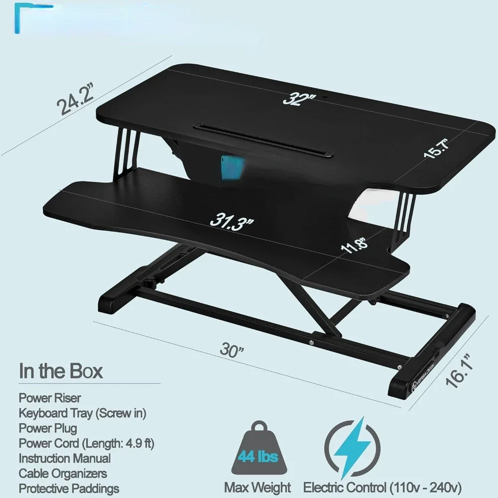 Inch Electric Standing Desk Converter for Dual Monitor, Laptop Workstation with Wide Keyboard Tray