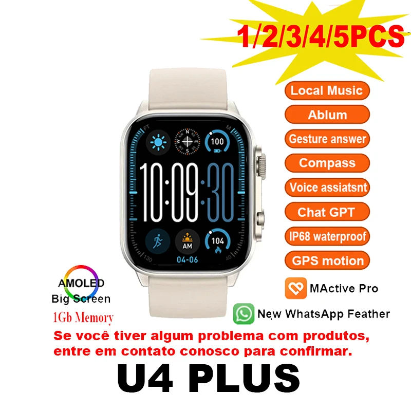 Reloj inteligente U4 PLUS Amoled 1Gb música Local IP68 impermeable ChatGpt Microwear Ultra 4 PLUS hombres mujeres reloj inteligente 2025