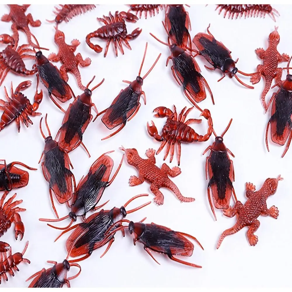 10 pçs/set simulação de escorpião barata de borracha falsa gecko simulação falsa modelo de barata centopéia material macio