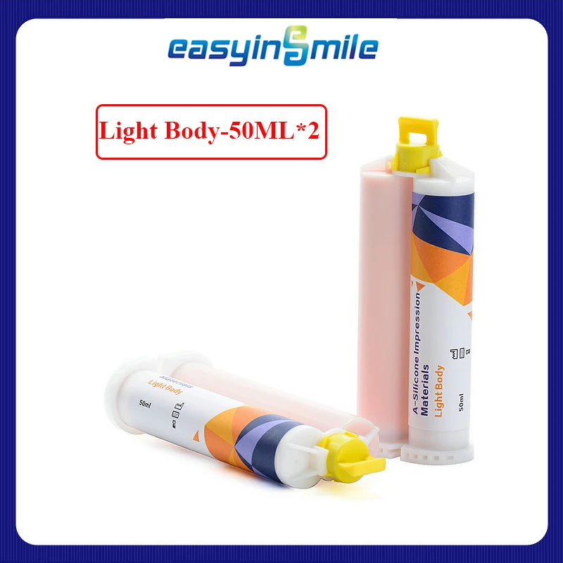 Dental Impression Material VPS Light Body  Regular Body Set 2Cartridgesx50ml For Precision Impressions Crowns Bridge Easyinsmile