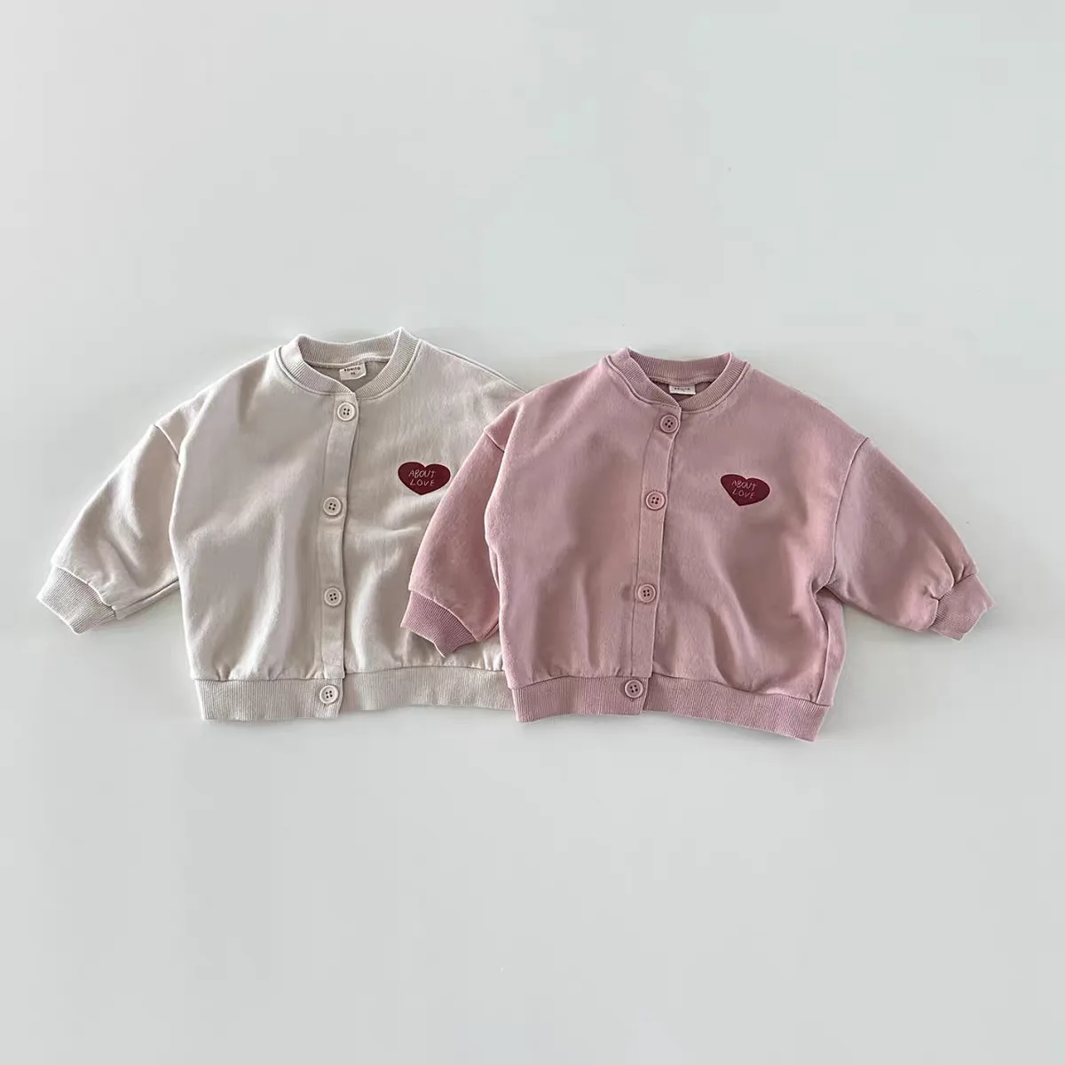 2025 Autumn New Baby Long Sleeve Coat Fashion Boys Casual Cardigan Cotton Toddler Girls Heart Letter Jacket Infant Clothes