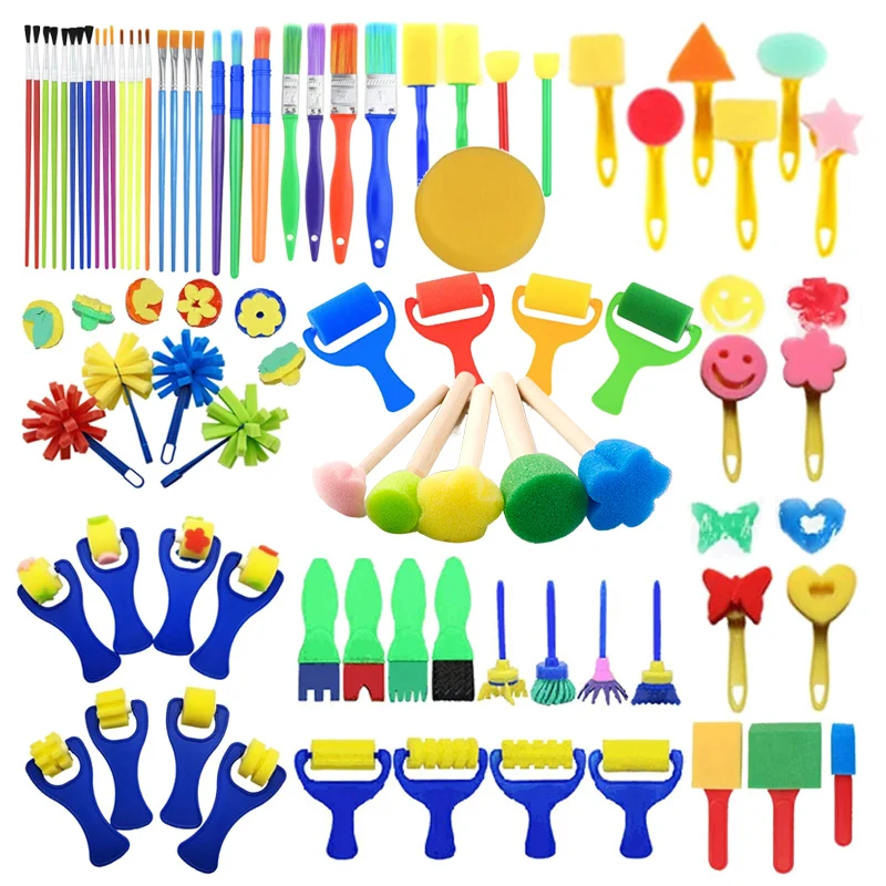 اللوحة الإسفنج الأسطوانة فرشاة مجموعات الأطفال رسم اللعب الكتابة على الجدران DIY أداة التعليم المبكر لعبة التفاعل بين الوالدين والطفل لعبة TMZ #1