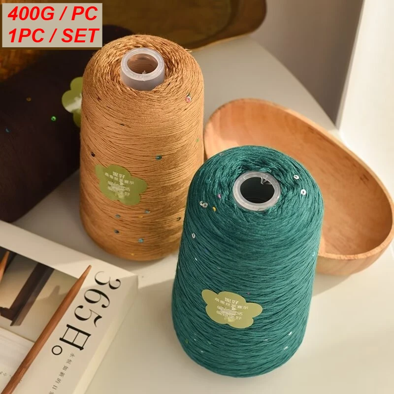 

400 г цветная шелковая нить с блестками, ручная работа с шелковым шелком шелковицы для мягкой летней пряжи ручной работы, вязания крючком