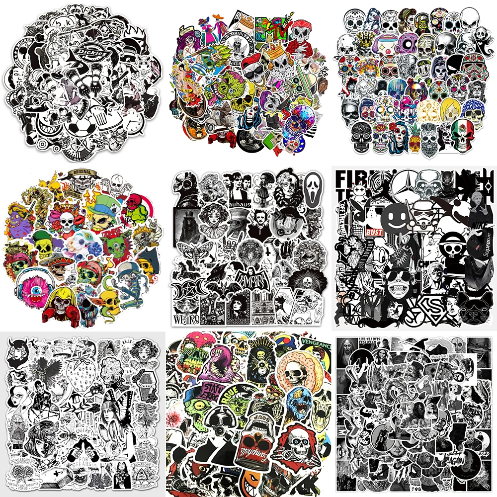 10/30/50PCS Popular Horror Stickers Series Creative Skull Theme Graffiti Refrigerator Laptop Skateboard DIY Decoration Wholesale