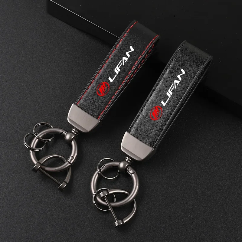 Deluxe Leather Keychain with Car Badge Keychain Pendant For LIFAN