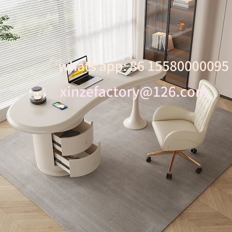 

Customizable cream wind solid wood desk small household