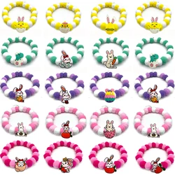 20pcs New Pet Dog Bow Tie Easter Rabbit Style Hair Ball Necklace Collar Pet Dog Cat Bowties Neckties Dog Grooming Accessories