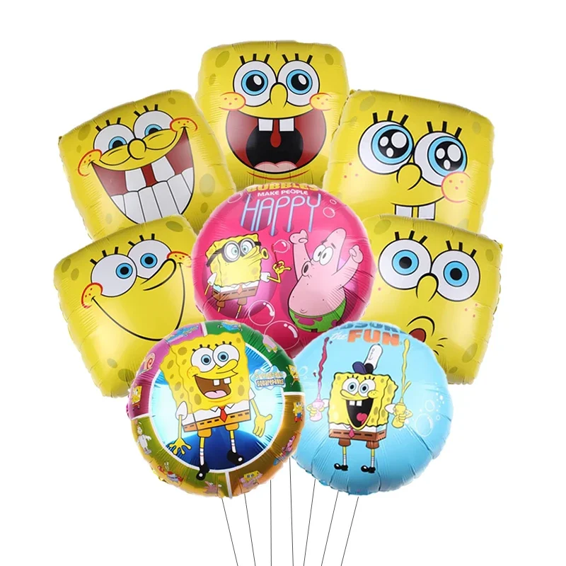 8Pcs SpongeBob Cartoon Square SquarePants Balloon Set Birthday Party Balloons Helium Ballons Boy Girl Baby Shower Party Supplies
