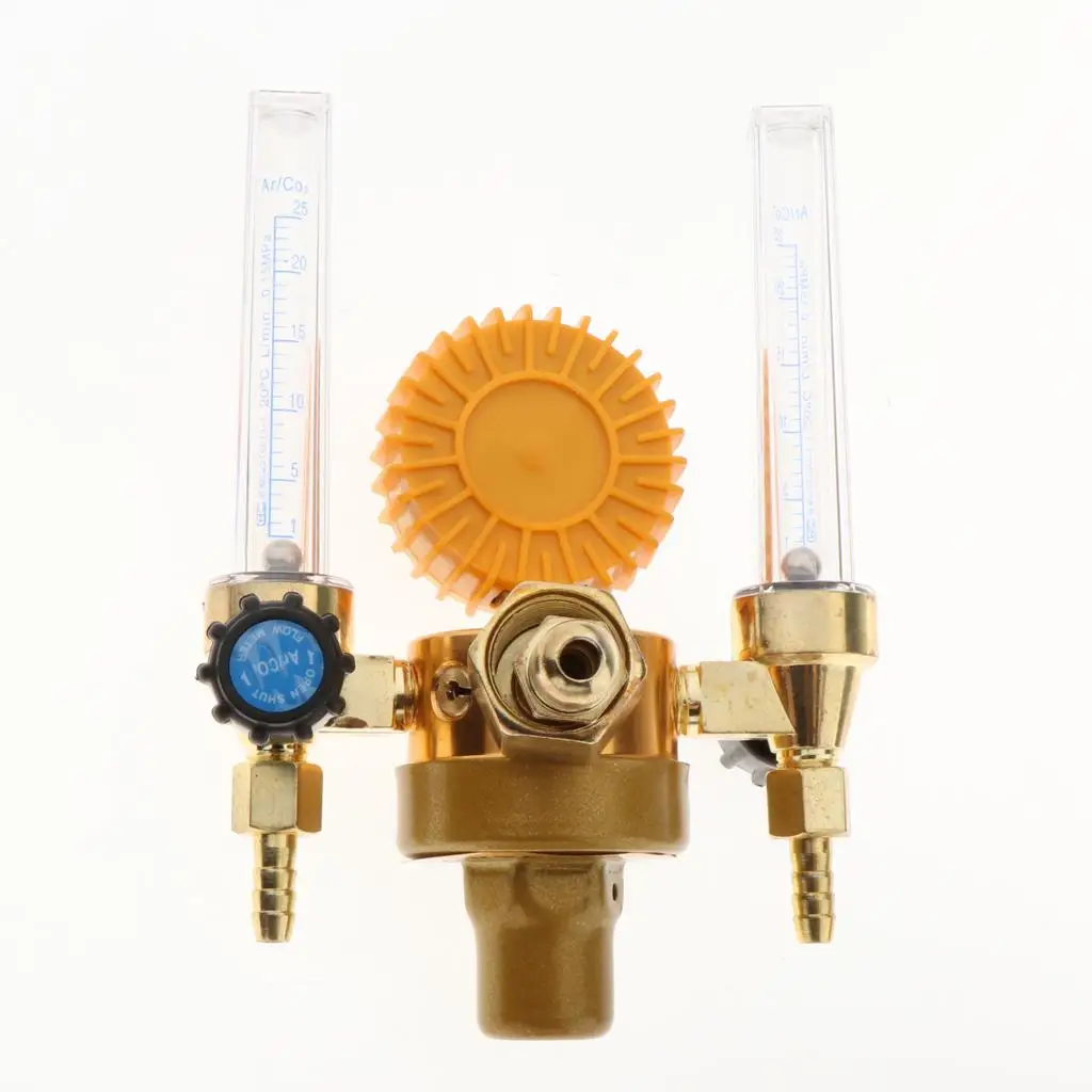 MIG Welding Flow Meter Argon CO2 Regulator Dual Tube Lightweight Compact Design for TIG Gas Control