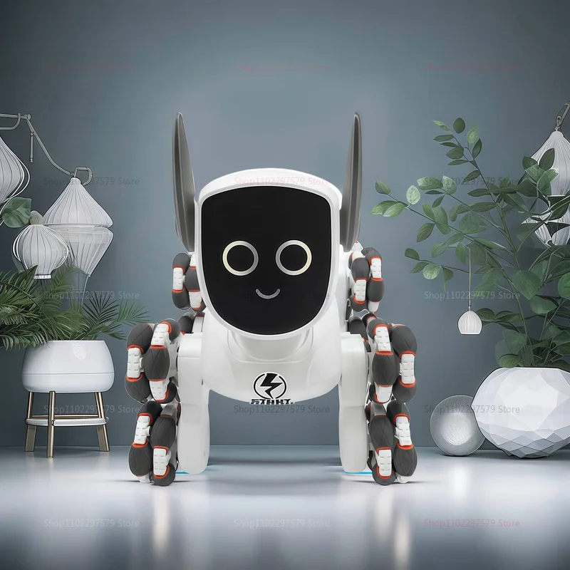 كلب ميكانيكي للتحكم عن بعد بثمانية عجلات 2.4G 4WD 360 °   كلب روبوتيك للموسيقى الديناميكية بمفتاح واحد للأطفال والحيوانات الأليفة والألعاب