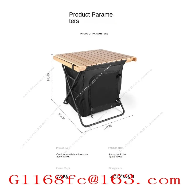 Foldable Solid Wood Outdoor Locker Dual Purpose Table Cabinet Large Capacity Portable Camping Storage Organizerpart