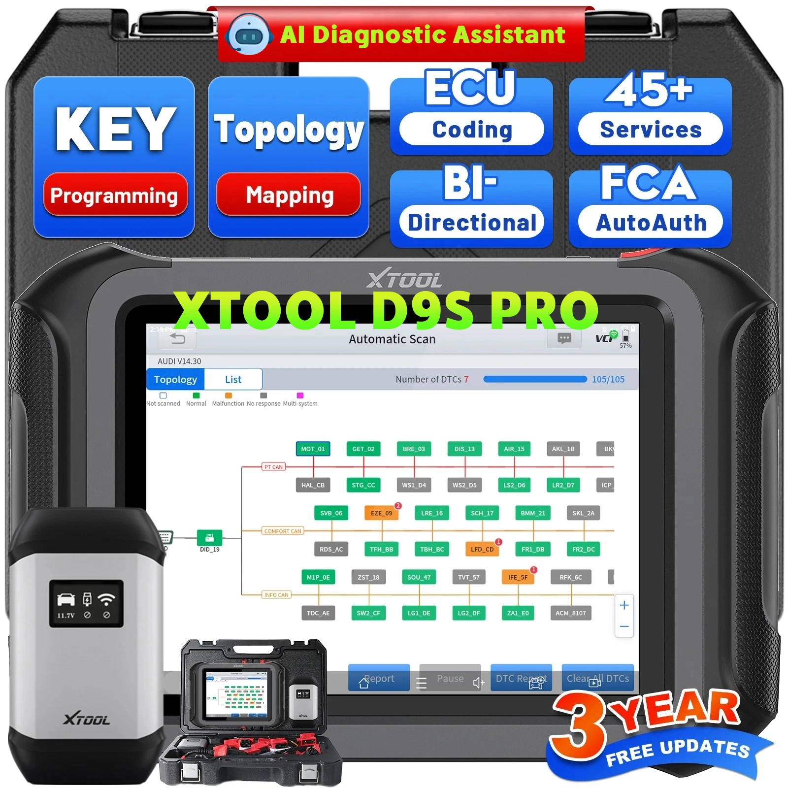 Car Diagnostic Tool - Scanner Diagnostico Auto XTOOL D9S Pro,