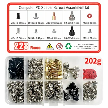 360/228pcs Computer PC Case Hard Disk Drive Fan Motherboard Power Supply Server HDD PSU PCI Mount Repair DIY Screw Bolt Kit Set