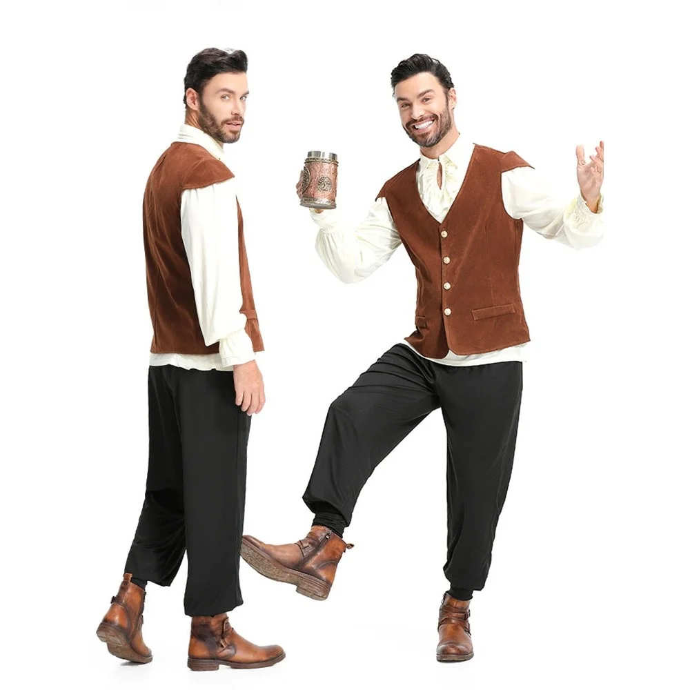 

Мужской рыцарский костюм на Хэллоуин, костюм для выступлений, викторианская эпоха, пиратский наряд, сценический костюм в стиле кантри, традиционный чи...