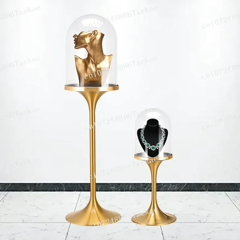 Gold Jade Crafts, Luxury Watches, Display Counter High Jewelry Display Cabinet, Round Glass Dust Cover