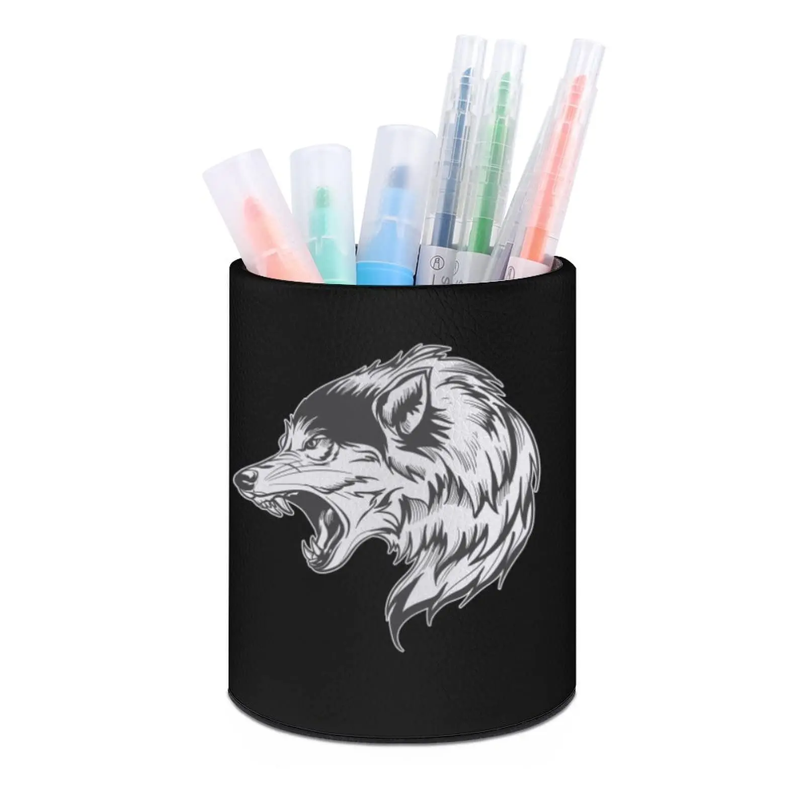 Imagem -06 - Wolf Pen Pot Desktop Pencil Holder Maquiagem Pincéis de Armazenamento Organizador Papelaria Material de Escritório para Meninas Adolescentes e Mulheres