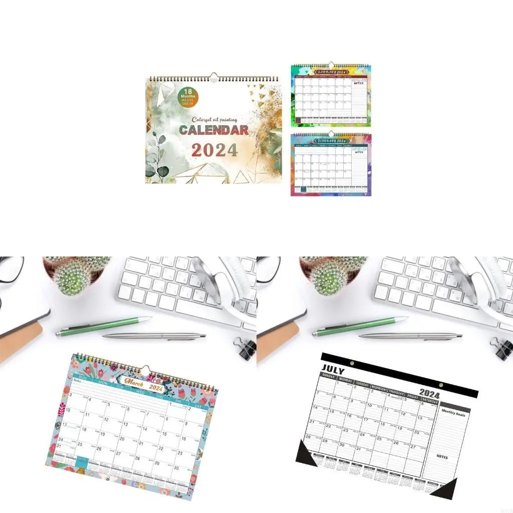 

M5TB Monthly Wall Calendar Planner from Jul. 2023-Dec. 2024 for Planning Organizing Whole Month & Year Twin-Wire Binding