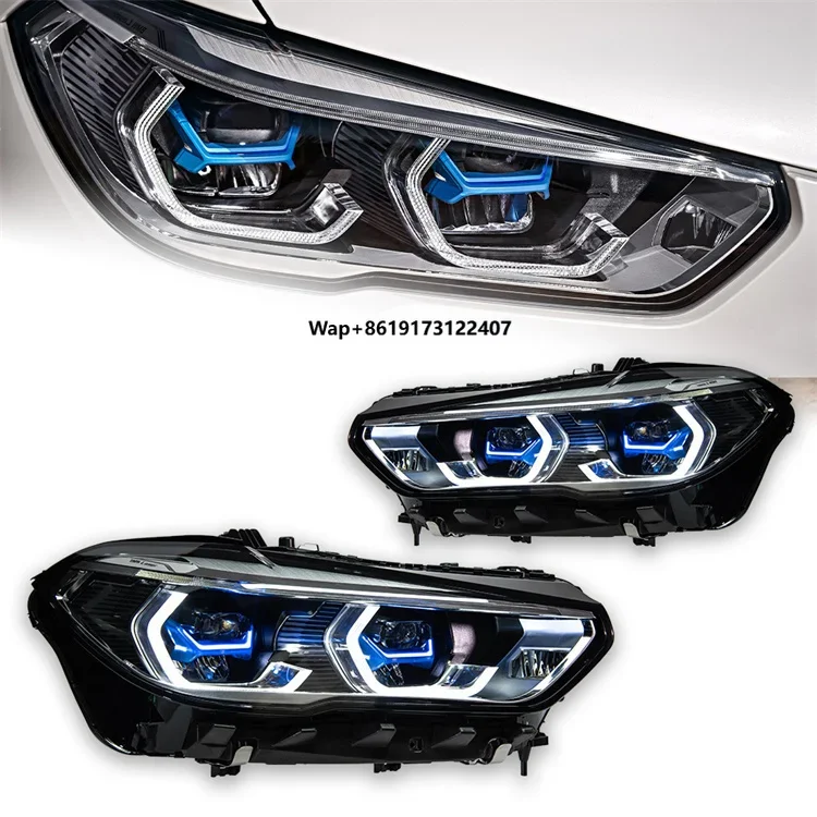 Veidt Suitable for 19-22 X5 Headlight Assembly G05 Modified Golden Eye Blue Frame LED Daytime Running Light Front Headlight