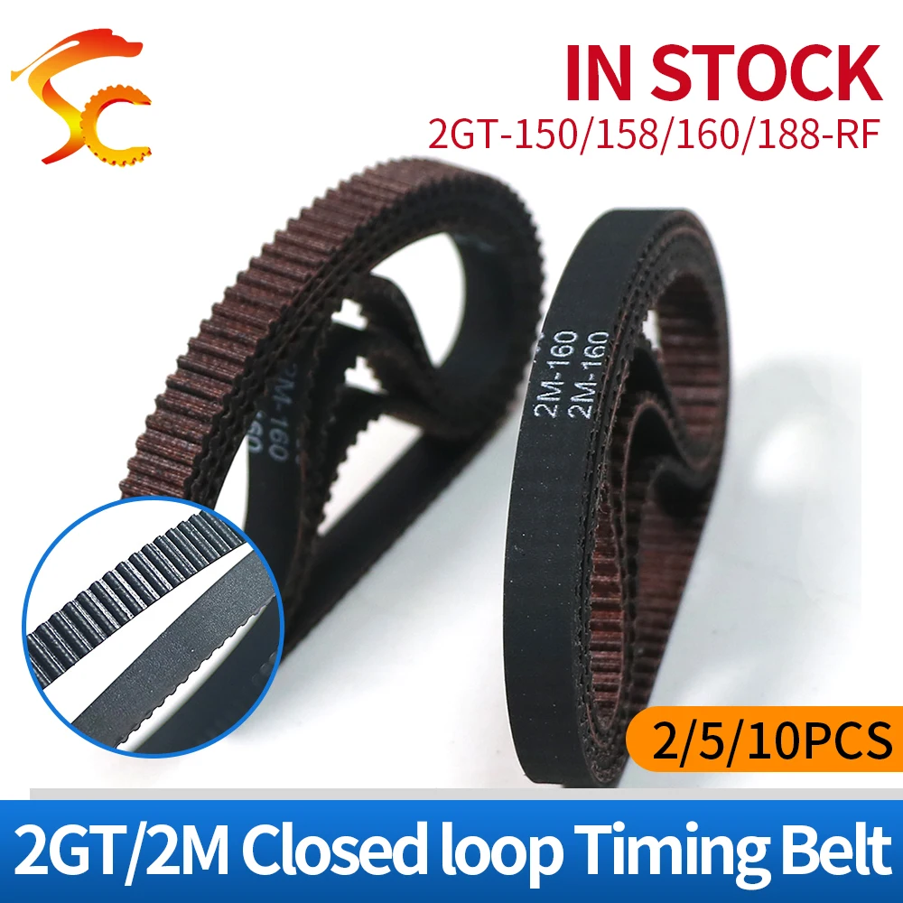 

GT2 Rubber Timing Dust prevention belt circumference 2M 2GT 150/158/160/188 width 3/6/10mm for 3D printers