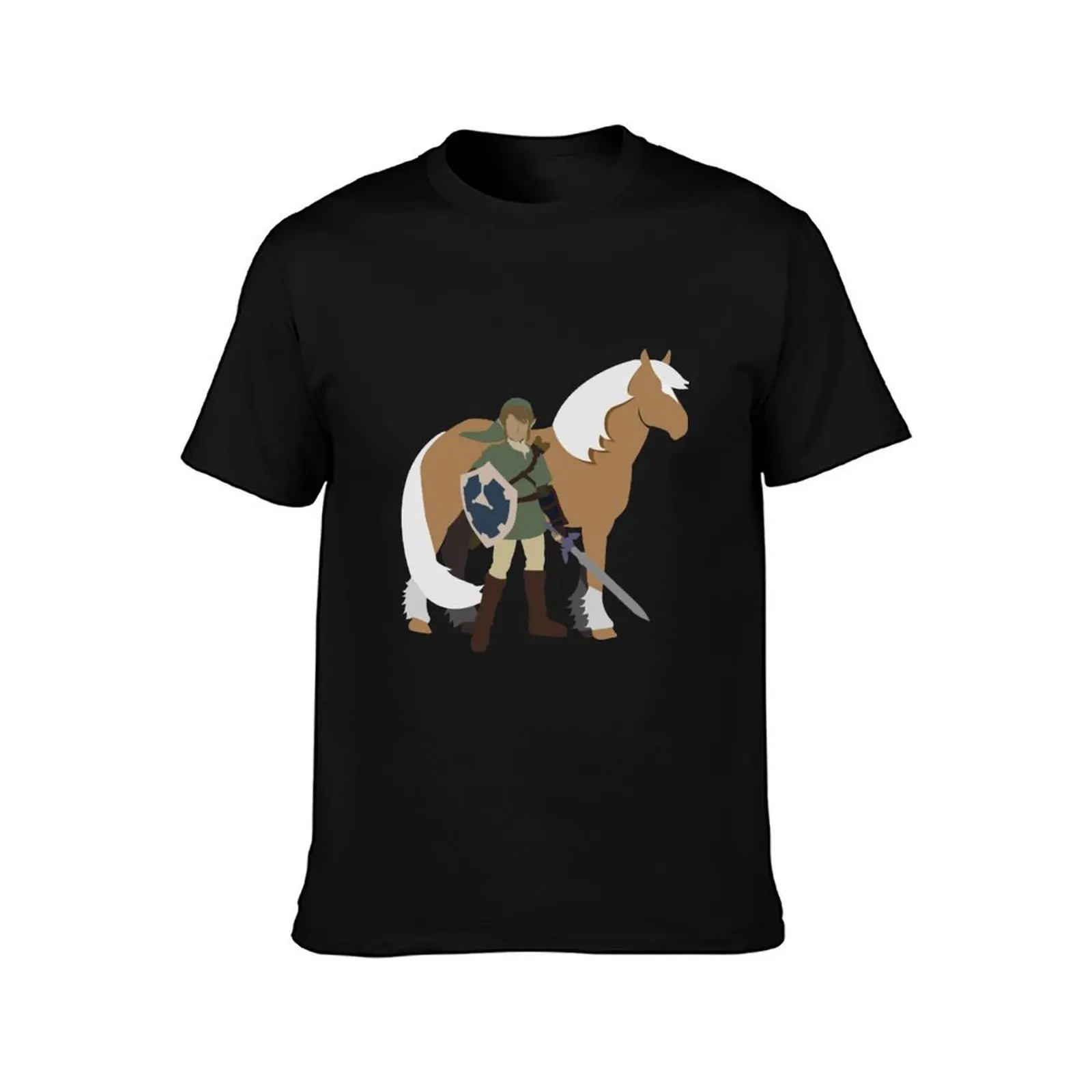 Hylian Knight and Horse T-Shirt, Summer Casual Cotton Tee, Oversized Streetwear Tops, Vintage Graphic Print, Unisex Men Women