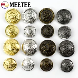 10Pcs Meetee 12-30mm Metal Button Antique Hollow Copper Down Jacket Coat Shank Buttons Jeans Clothes Decoration Buckle Accessory