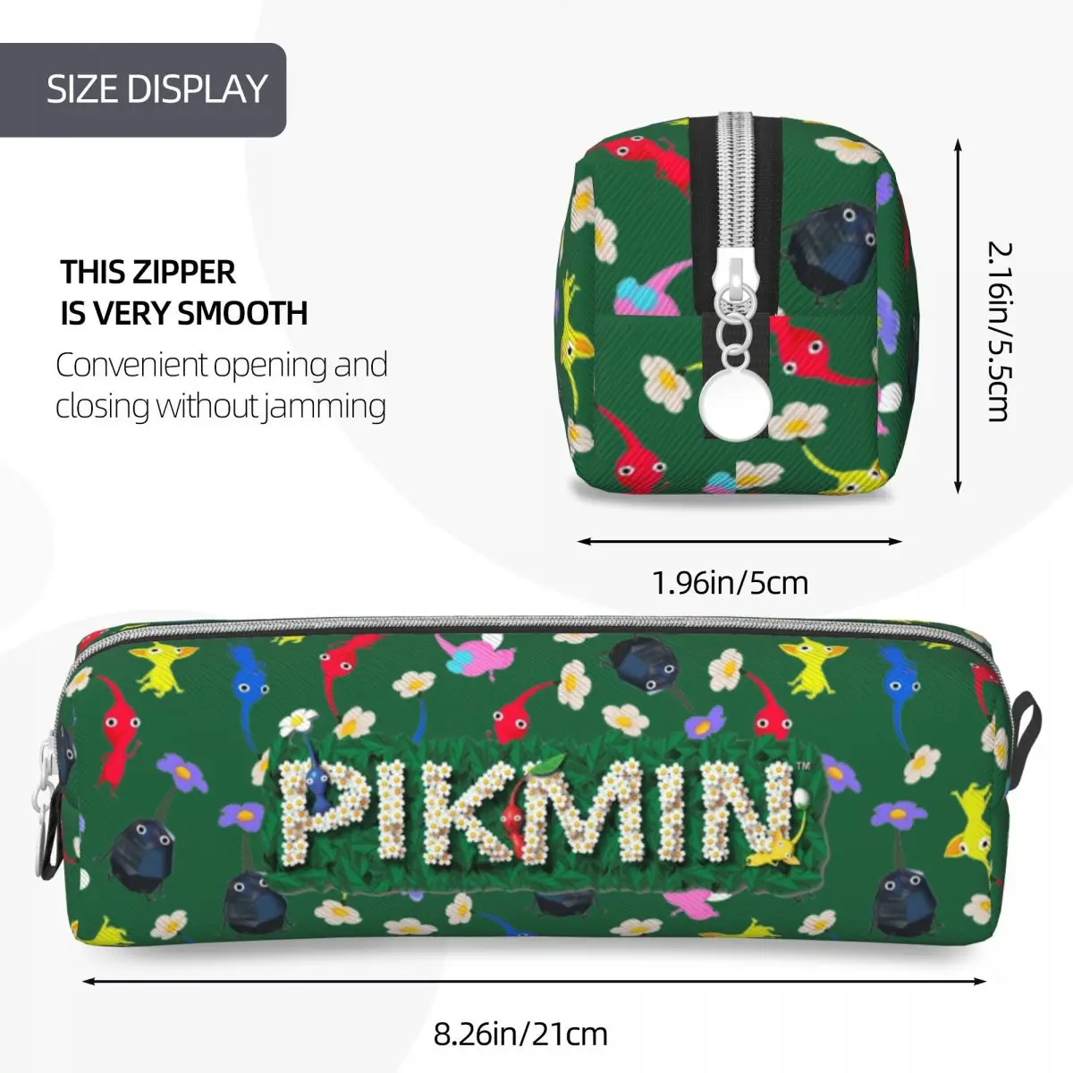 Imagem -04 - Cute Pikmin Logo Pencil Case Pencil Pouch Pen Box para Estudante Grande Bolsa de Armazenamento Material Escolar Papelaria Presentes