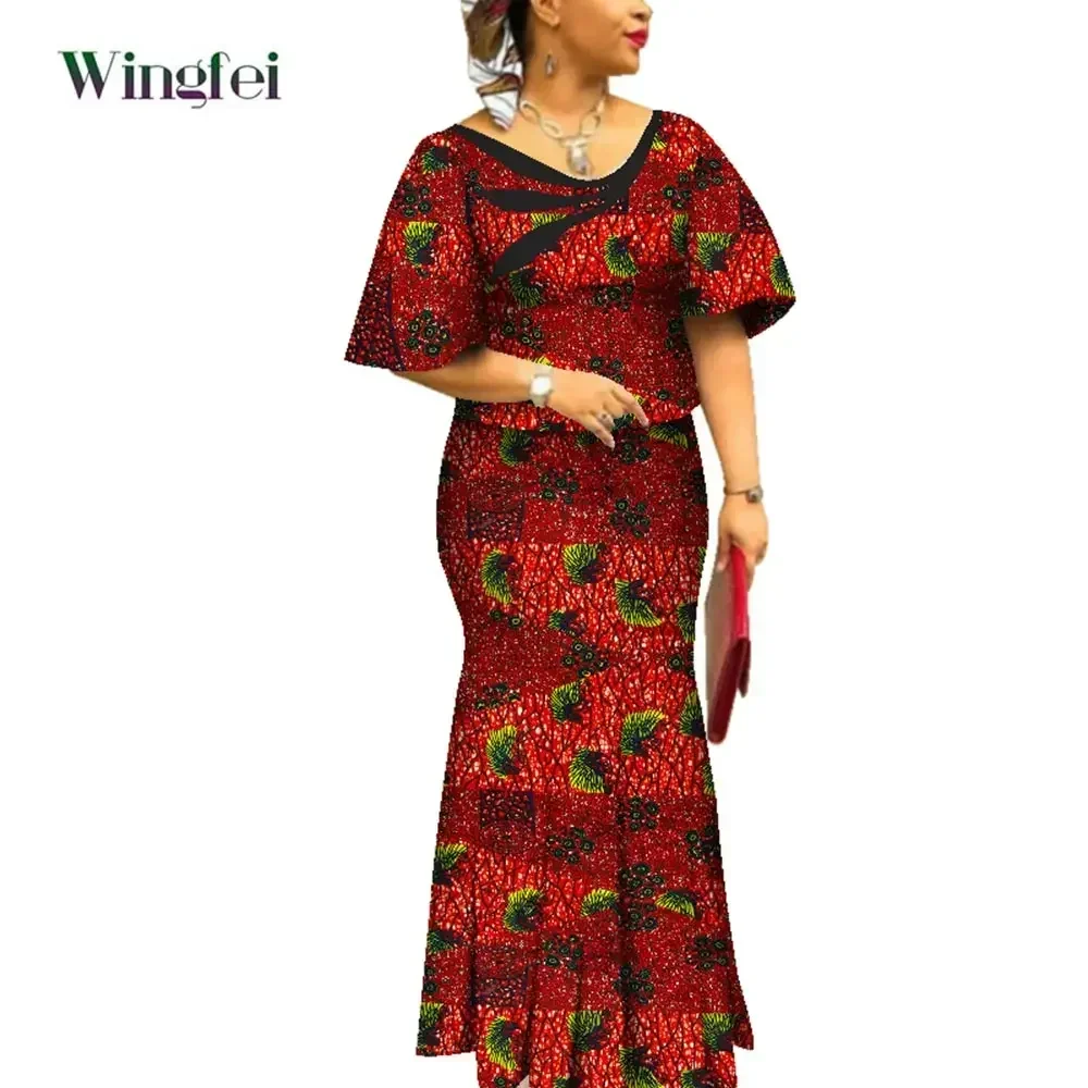 Ensemble jupe et haut africains pour femmes, vêtements africains, imprimé Ankara, Dashiki, soirée, quel que soit le Boubou africain, WY4561, 2 pièces