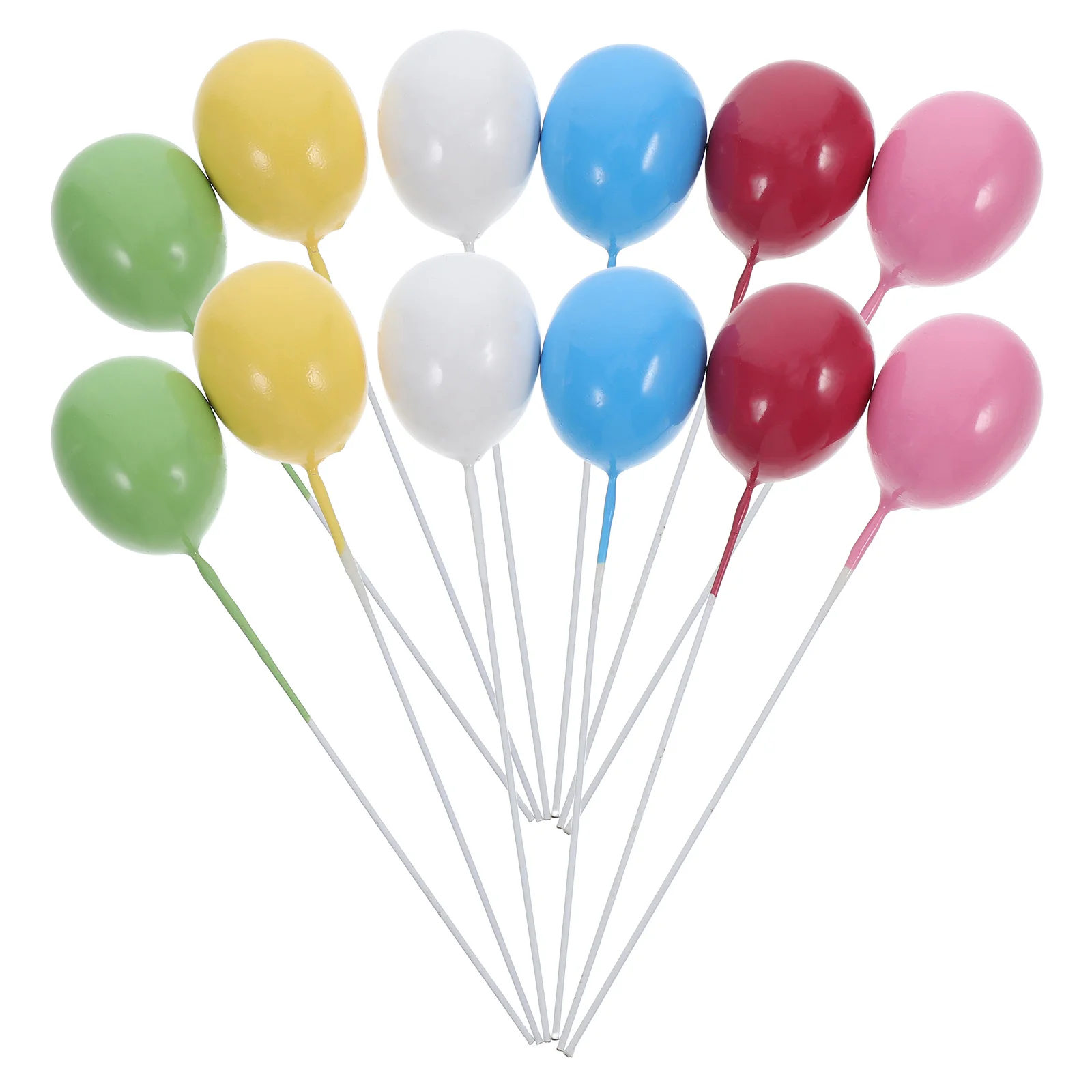 

12 Pcs Cake Topper Decoration Birthday Toppers Micro Mini Balloon Cupcake Cluster Decorations