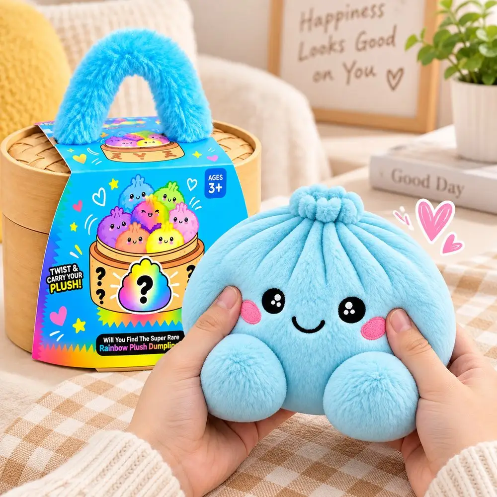 New Soft Plush Stuffed Dumpling Squishies Fidget Stress Relief Giant Dumpling Pillow Steamer Box Plush Dumpling Kids Gift