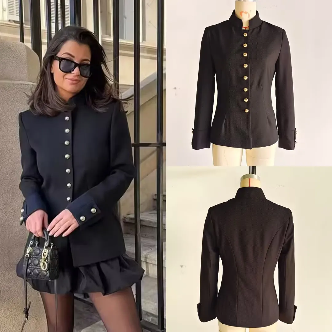 

2026 Autumn New Women's Clothing Temperament Slim Stand-up Collar Single-breasted Blazer Spring And Summer New Fashion Street