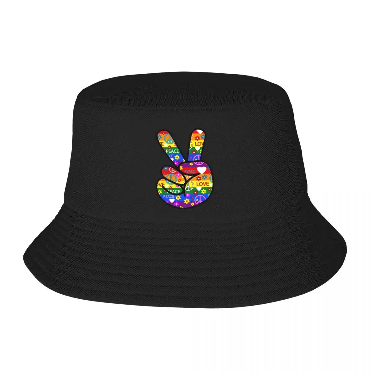 Custom Peace Hand Fingers Freedom Sign Bucket Hat for Men Women Printed Summer Beach Sun Fishing Cap