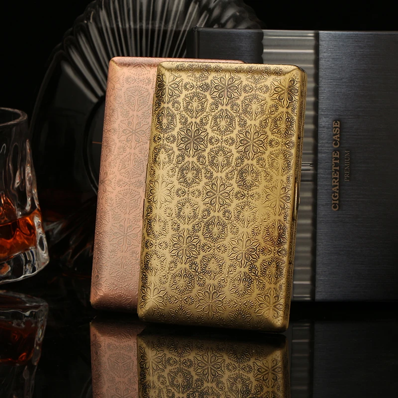 

Epikto-Retro Copper Cigarette Case Extensions, Hand Engraved, Printed, Pressure-Resistant, Accessories with Gift Box