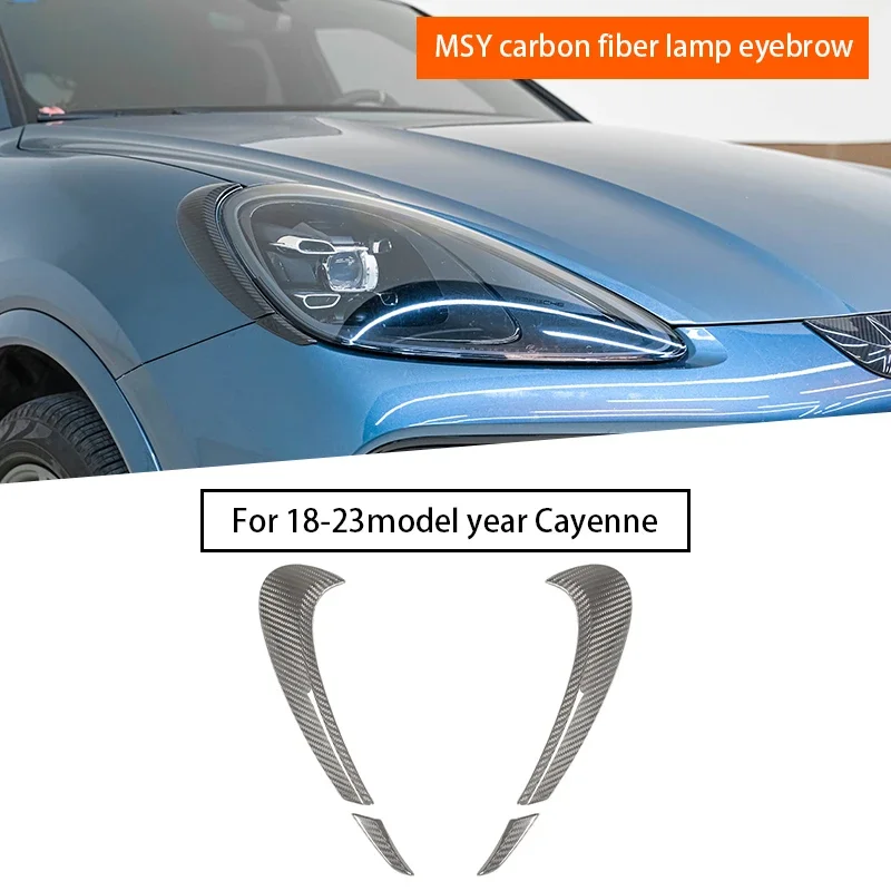 Carbon Headlight Eyebrow Trim Car Front Light Head Lamp Cover Sticker Brow Headlamp Eyelid for Porsche Cayenne 9Y0.1 2018-2023