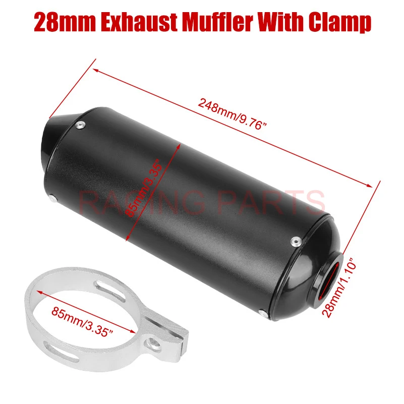 38mm 32mm 28mm Motorcycle Exhaust Muffler Tip Pipe for 125 150 160cc Dirt Pit Bike ATV black Grey Kayo BSE