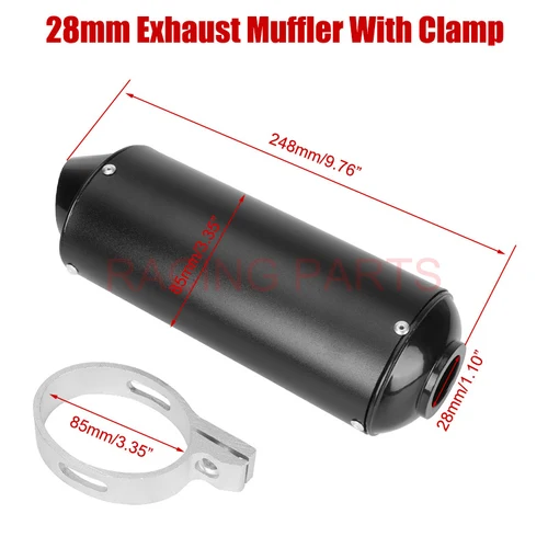 Imagen 2 del producto Tubo de punta de silenciador de escape para motocicleta, 38mm, 32mm, 28mm, para 125, 150, 160cc, Dirt Pit Bike, ATV, negro, gris, Kayo BSE