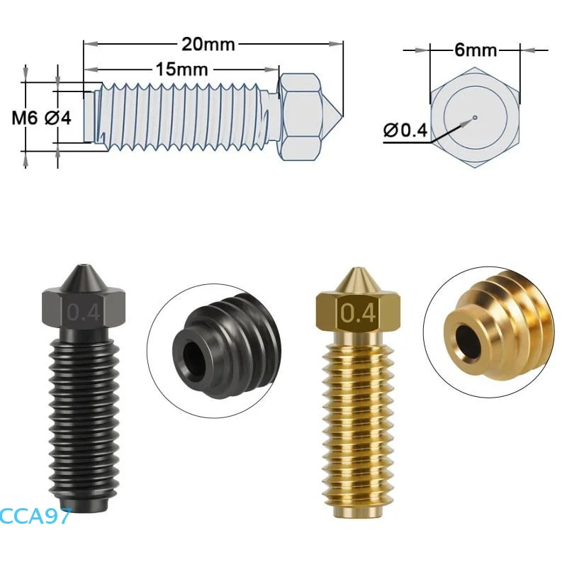【A】Per ugelli per stampante 3D Anycubic Kobra 3 in ottone e acciaio temprato 0,4 mm 0,8 mm 1 mm
