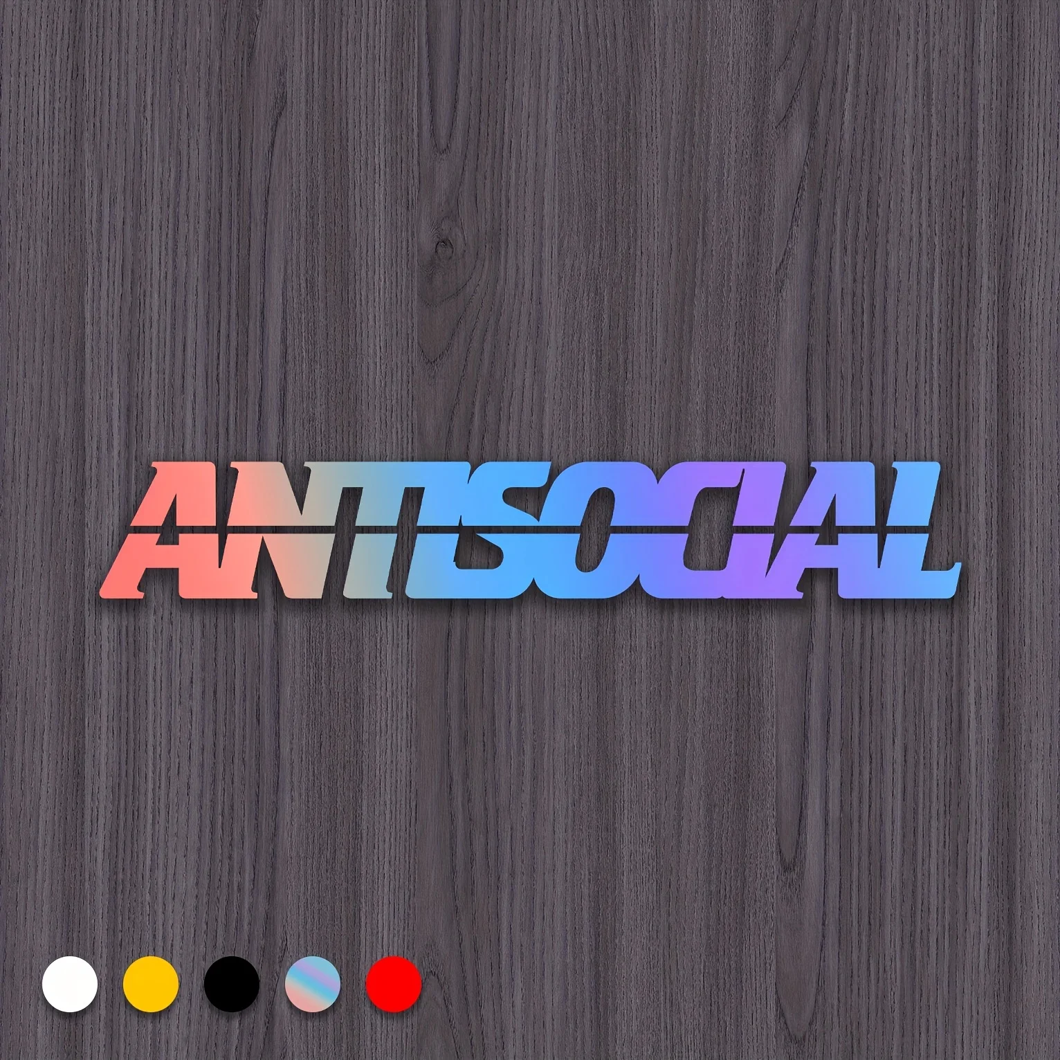 1 Buah Stiker Mobil Motor Desain Holografik Antisosial untuk Penggemar Otomotif Gaya Khas Kustomisasi Aksesori