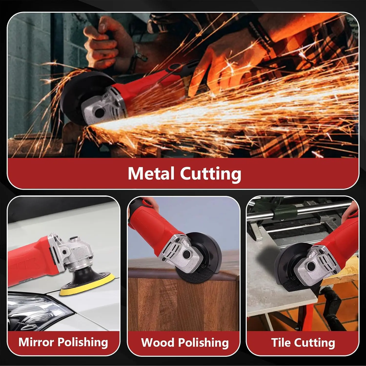 125 ミリメートルアングルグラインダーダイヤモンド電動切断グラインダー 220V 1300 ワット 6 速度電動 DIY 研削切断研磨電動工具